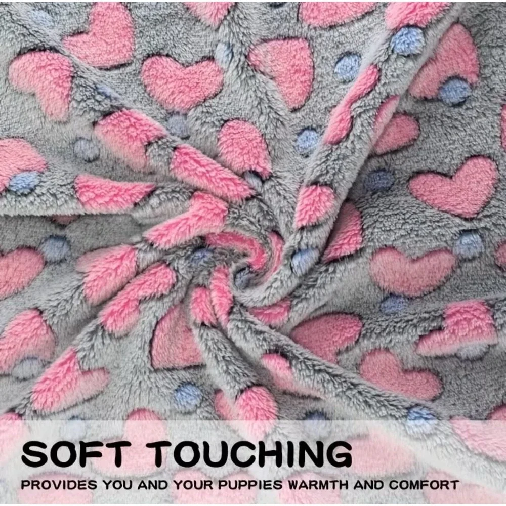 Warm Soft Plush Premium Fleece Pet Cat Dog Heart Blanket DK GRAY‎ 41'x30